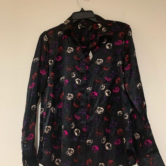 Banana Republic Floral printed Black Blouse n/tag - Picture 6 of 7